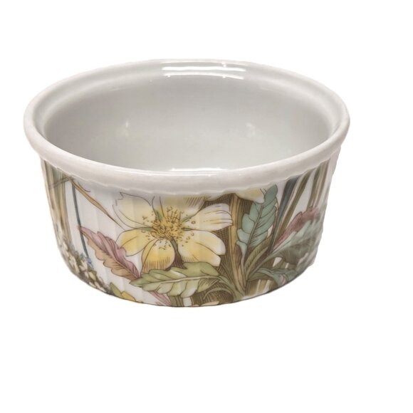 Discontinued Pillivuyt Virginie Ramekins Set x4 Molling France Lot Yellow Flower - Picture 3 of 7